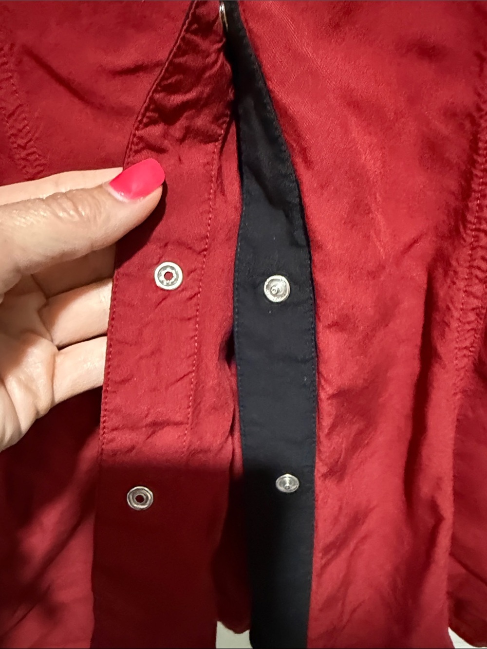 Embroidered Red Western Shirt Dress with Black Yoke embroidered rodeo - Picture 9 of 11